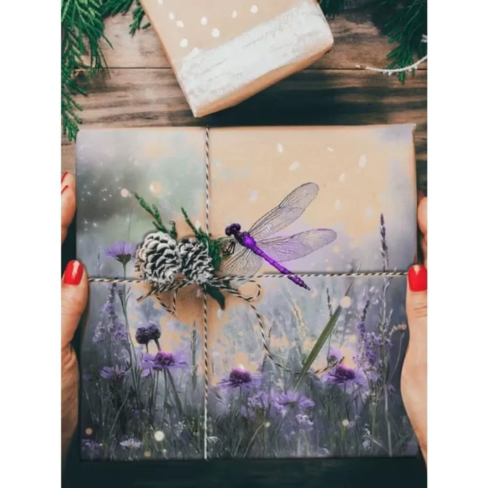 NWT Fantasy Purple Dragonfly Craft Paper 6x6 36 Sheets Scrapbook Journaling